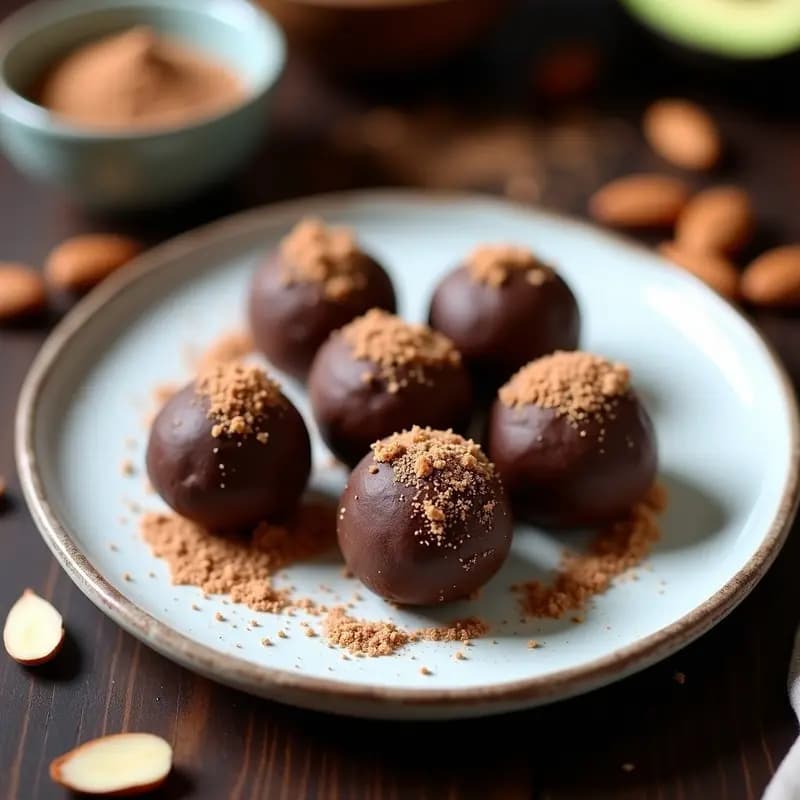 Trufas de Cacao y Aguacate con Cobertura de Almendras: Postre Keto y Sin Horno