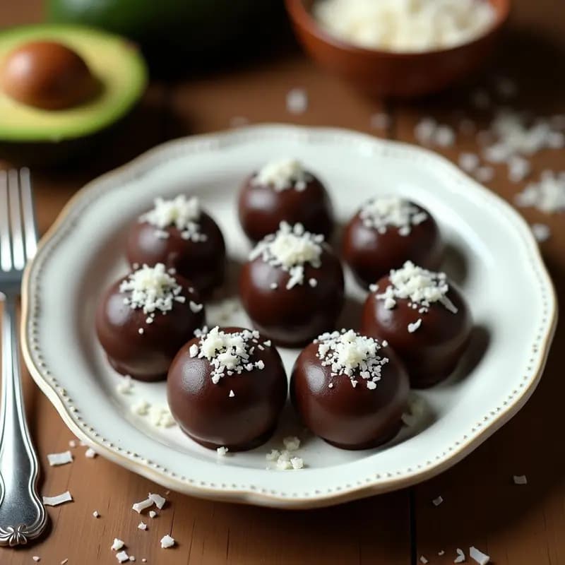 Trufas de Cacao y Aguacate con Coco Rastrado: Postre Mexicano Vegano y Sin Horno