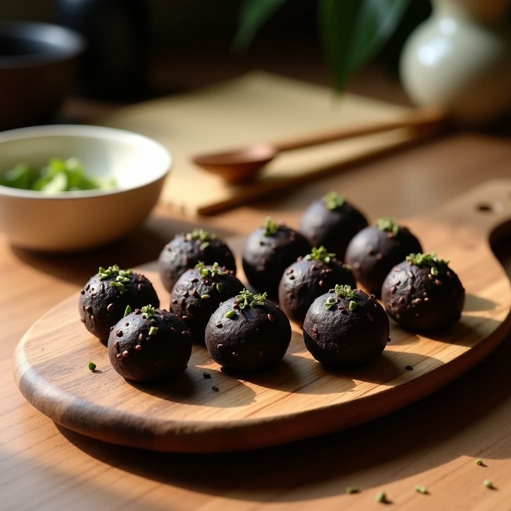 Trufas de Cacao y Algas Nori: Postre Vegano con Umami y Sin Azúcar para Amantes del Sushi