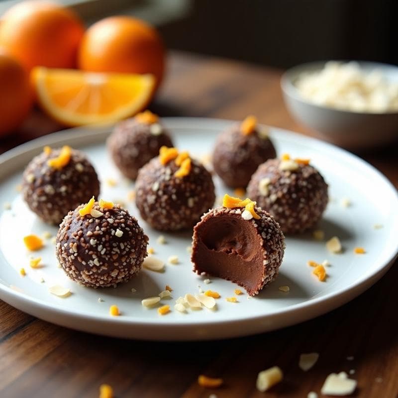 Trufas de Cacao y Almendras con Esencia de Naranja: Postre Vegano Sin Azúcar y Sin Horno