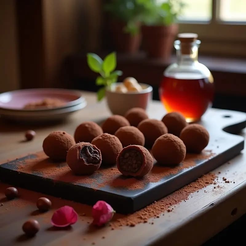 Trufas de Cacao y Avellana con Esencia de Rosa: Postre Turco Sin Azúcar