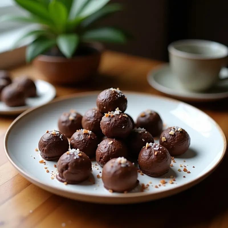 Trufas de Café y Aceite de Coco con Cobertura de Cacao y Sal del Himalaya