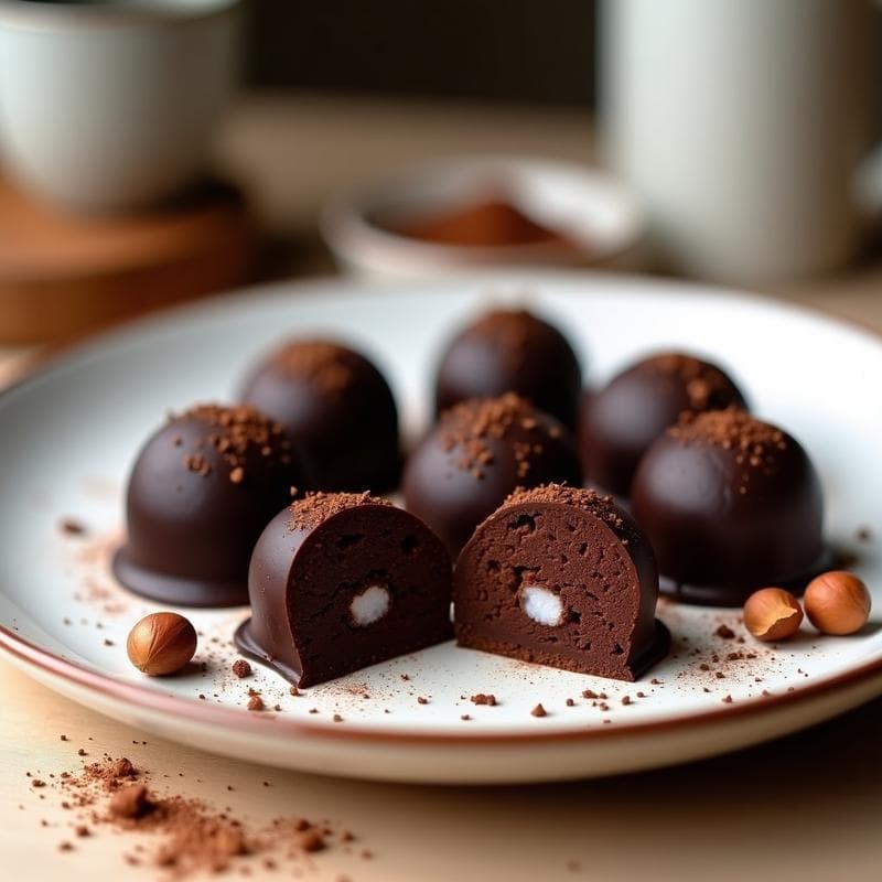 Trufas de Café y Cacau con Centro Líquido de Sal: Postre Keto Sin Azúcar ni Lácteos