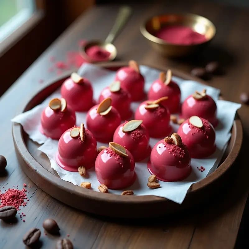 Trufas de Café y Cardamomo con Cubierta de Chocolate Ruby: Postre de Autor para Regalar