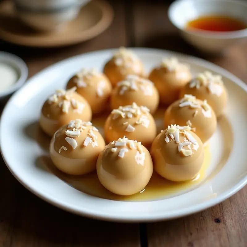 Trufas de Cao Cao con Cobertura de Yogur Griego y Miel: Postre Chino Sin Horno en 10 Minutos