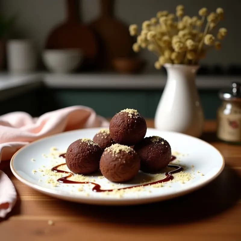 Trufas de Chocolate y Aceite de Oliva: Postre Italiano Sin Azúcar y Vegano