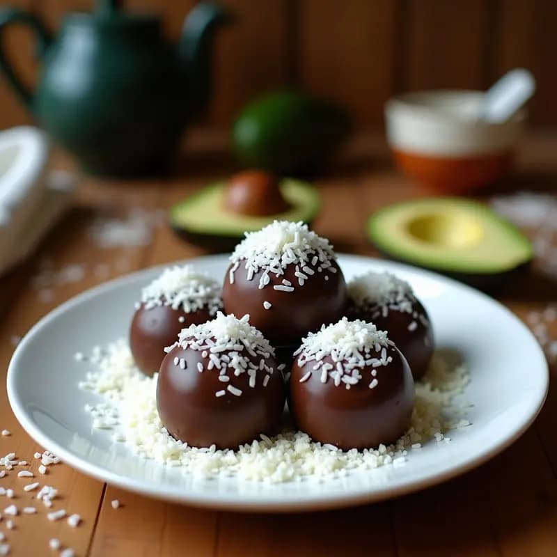 Trufas de Chocolate y Aguacate con Coco Rallado: Postre Vegano Keto en 10 Minutos