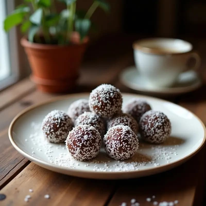 Trufas de Chocolate y Café con Covertura de Coco: Postre Mexicano Sin Azúcar y Sin Lácteos