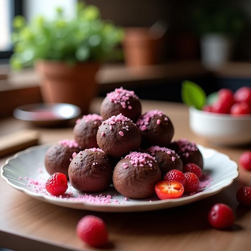 Trufas de Chocolate y Café con Toque de Pimienta Rosa: Postre Gourmet Sin Azúcar