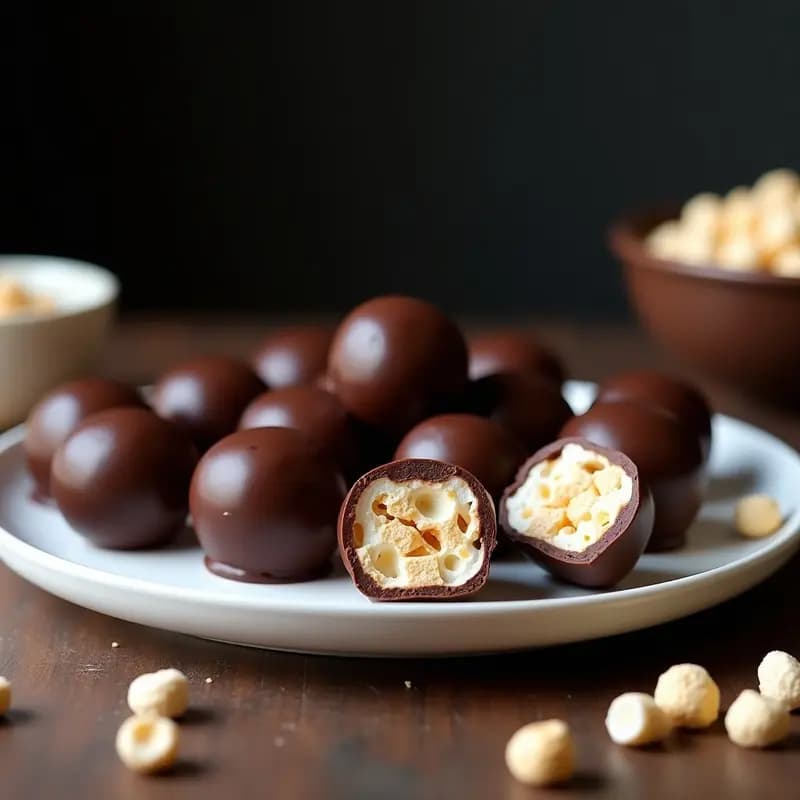 Trufas de Chocolate Rellenas de Crema de Marshmallow y Cereal Crujiente: Bombas de Azúcar Explosivas