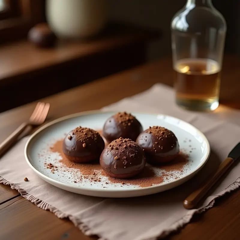 Trufas de Chocolate Rellenas de Licor de Cereza y Crema: Postre Alemán para Adultos