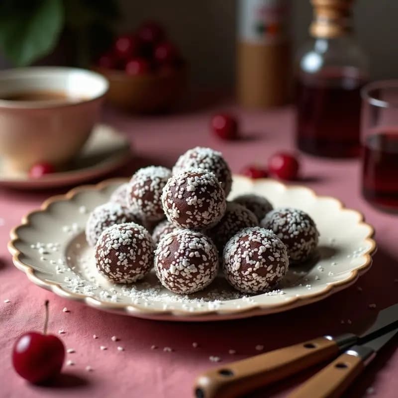 Trufas de Chocolate Rellenas de Licor de Cerezas y Cubiertas de Cocos: Bocados de Lujo