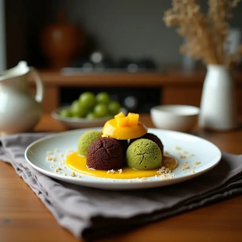 Trufas de Chocolate y Matcha con Centro Líquido de Mango: Postre Japonés Elegante