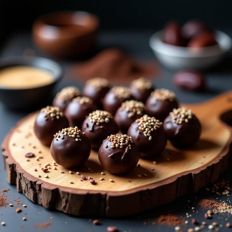 Trufas de Chocolate y Tahini: Postre Vegano y Sin Lactosa con Sésamo Negro