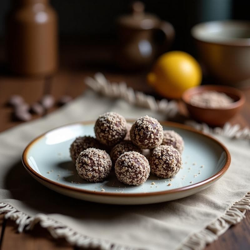 Trufas de Coco y café Robusta: Postre Sin Azúcar con Cobertura de Cacao 100%