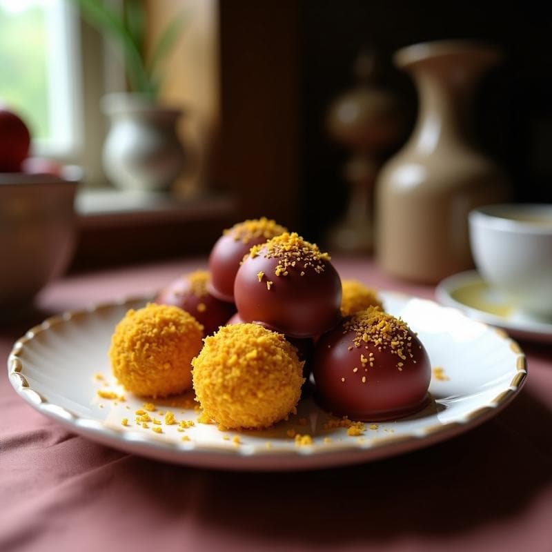 Trufas de Coco y Cúrcuma con Cobertura de Chocolate Rubí: Postre Antioxidante Sin Lácteos