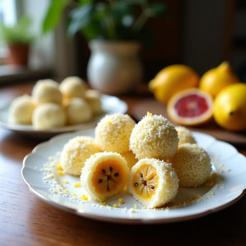 Trufas de Coco y Limón con Relleno de Maracuyá: Postre Vegano Sin Azúcar