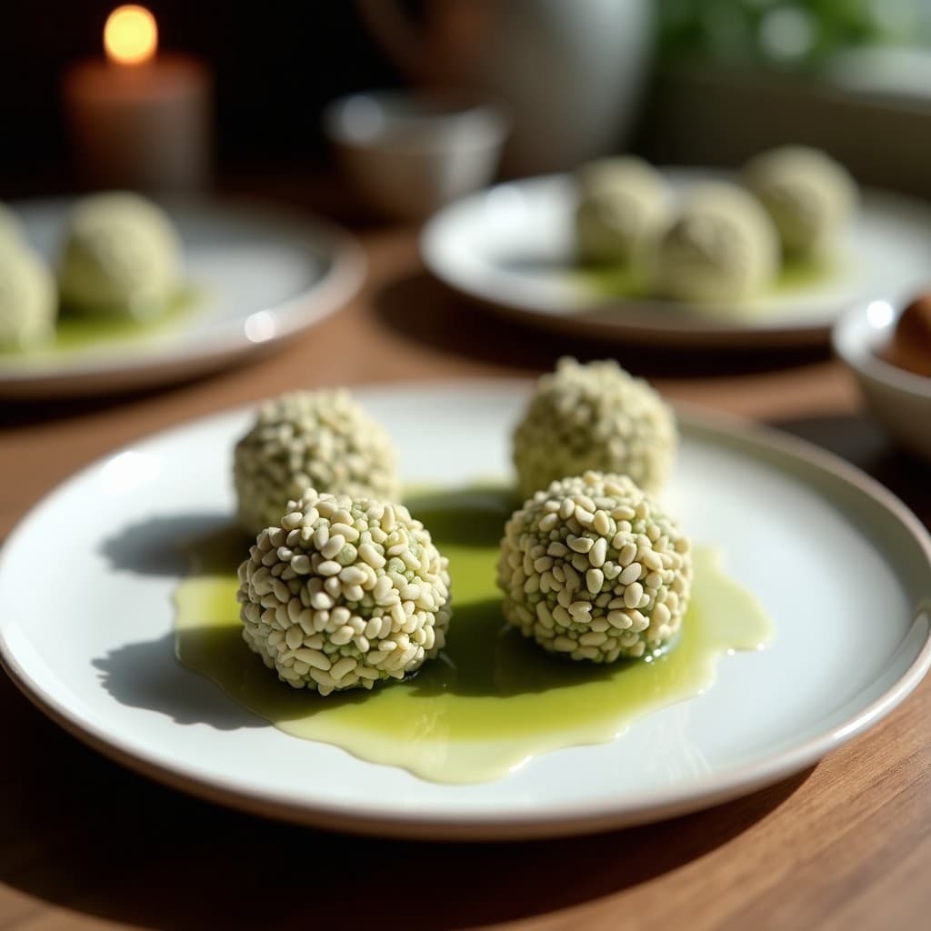 Trufas de Coco y Matcha con Centro de Crema de Avellana: Postre Vegano y Energético