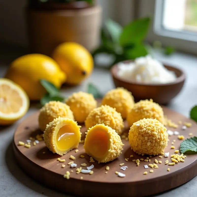 Trufas de Cúrcuma y Miel con Centro de Limón: Postre Ayurvédico Energizante