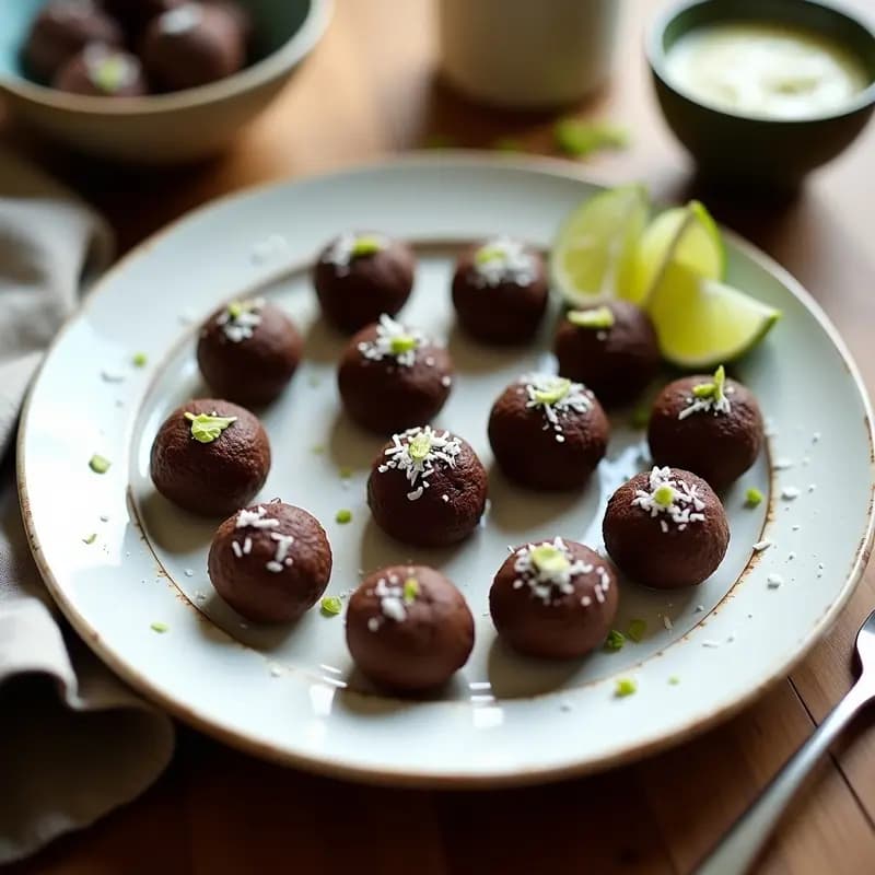 Trufas de Dátil y Cacao con Ralladura de Lima: Postre Raw y Vegano en 10 Minutos