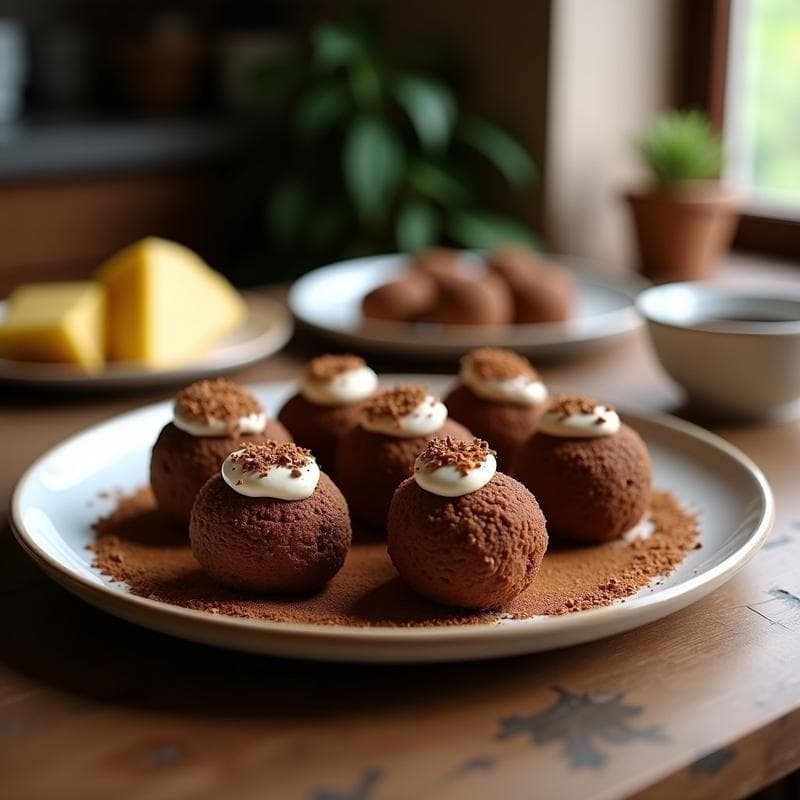 Trufas de Dátil y Cacao con Relleno de Mantequilla de Cacahuete: Postre Vegano Sin Azúcar Refinado