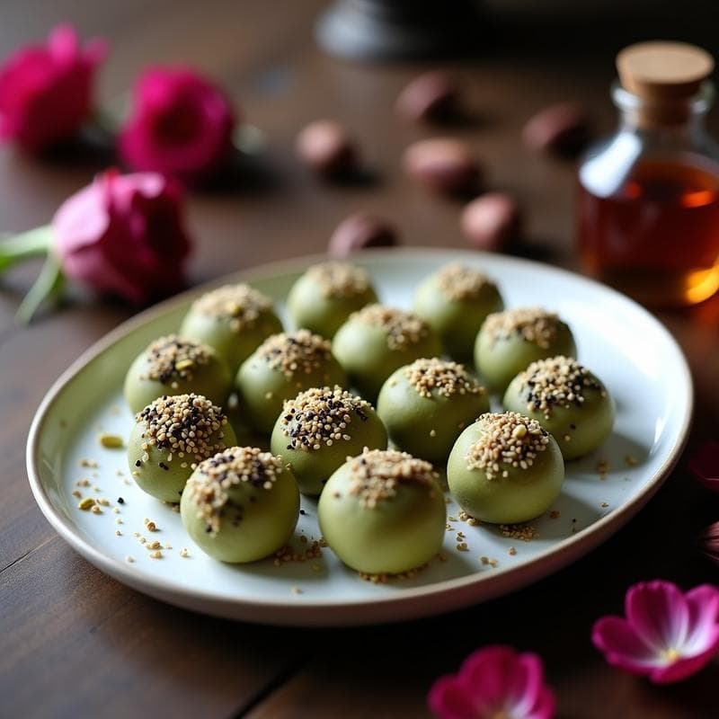 Trufas de Dátiles y Pistacho con Esencia de Rosa: Postre Iraní Sin Azúcar Refinado