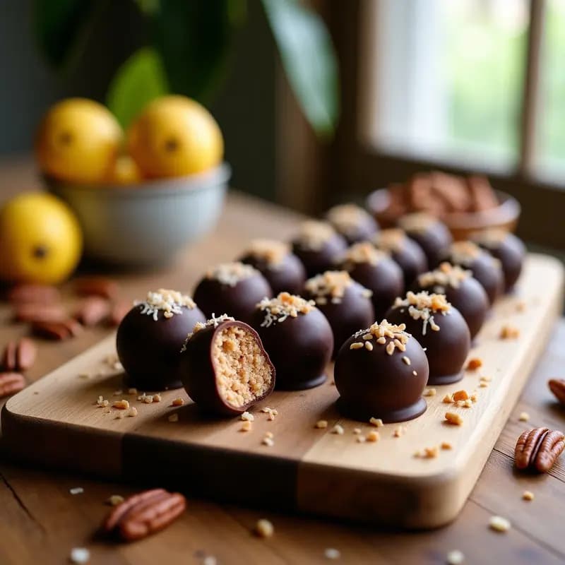 Trufas de Feijoa y Nuez: Postre Brasilero Sin Azúcar con Cobertura de Chocolate Amargo