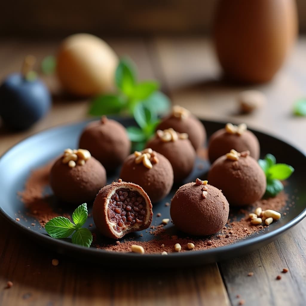 Trufas de Higos y Nueces con Cacao y Especias de Chai: Postre Vegano Sin Cocción