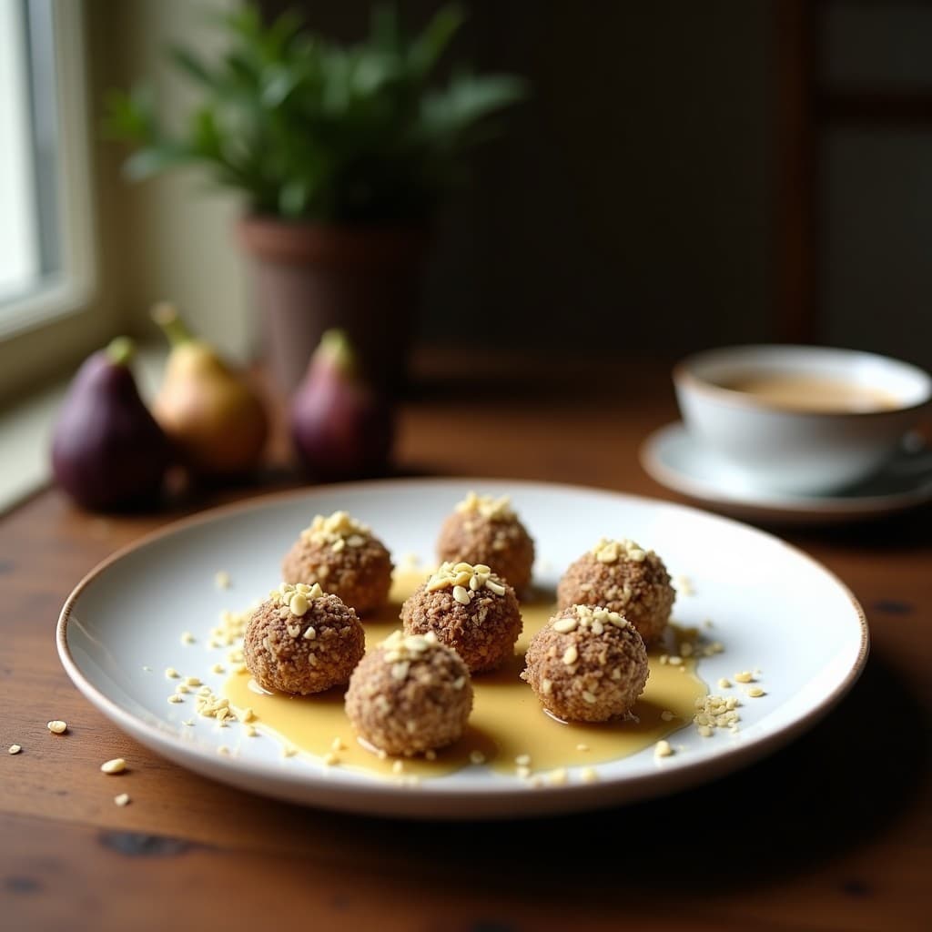 Trufas de Higos y Nuevo de Coco con Esencia de Cardamomo: Postre Raw Vegano de Oriente Medio