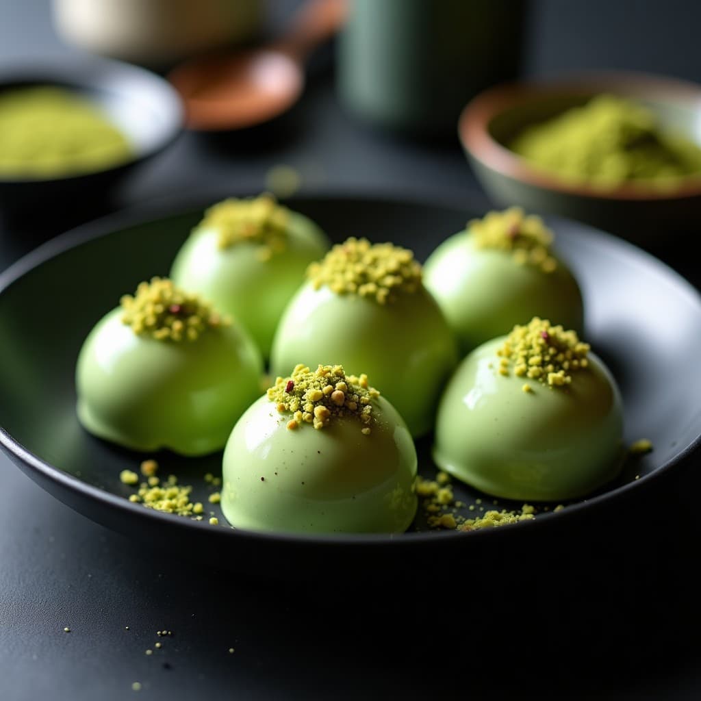 Trufas de Kakigori de Matcha y Pistacho: Postre Japonés Sin Azúcar con Nitrógeno Líquido