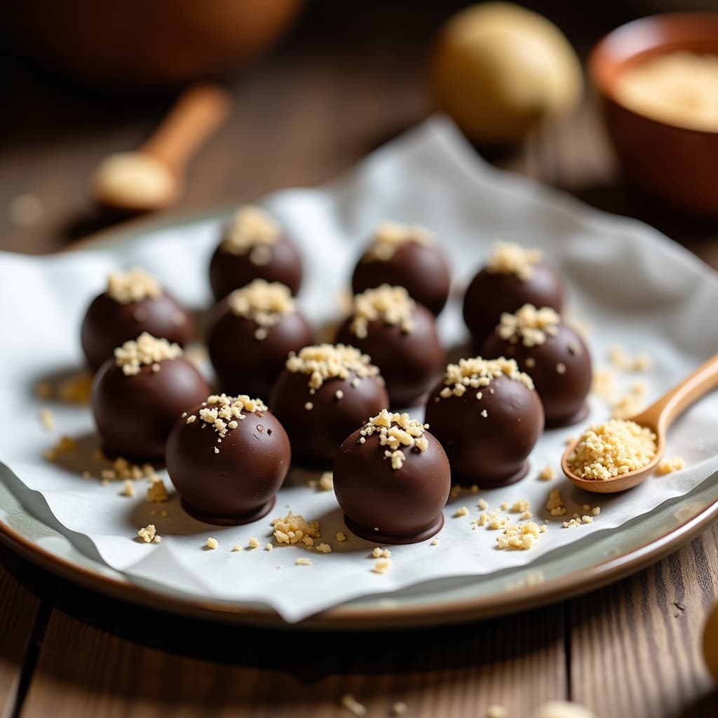 Trufas de Macadamia y Polvo de Lucuma con Cáscara de Chocolate 85%: Postre Keto y Sin Azúcar de Perú