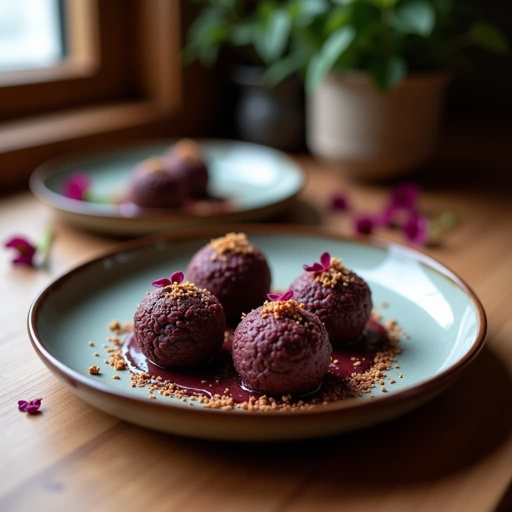 Trufas de Maíz Morado y Cacao: Postre Peruano Sin Azúcar con Toque de Flor de Jamaica
