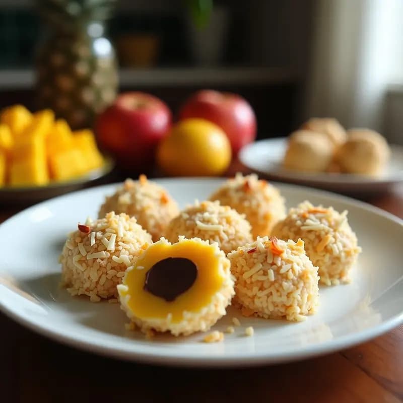 Trufas de Mango y Coco con Centro de Chocolate 85%: Postre Keto y Sin Azúcar