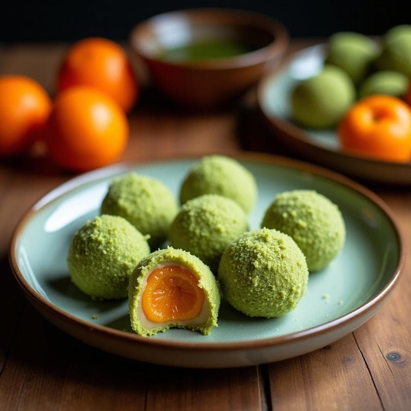 Trufas de Matcha y Coco con Relleno de Mandarina: Postre Keto y Sin Azúcar