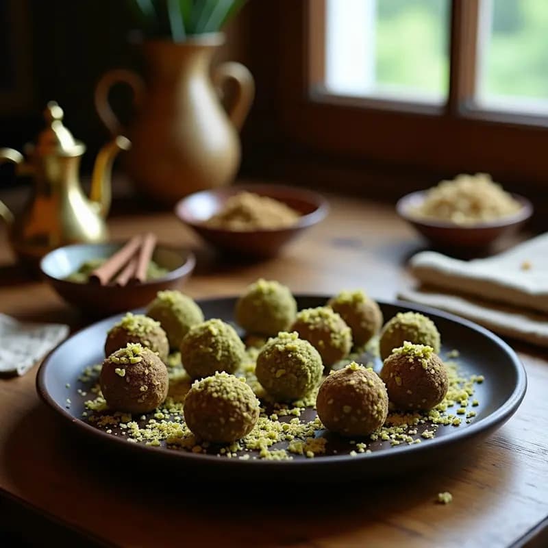 Trufas de Pistacho y Cardamomo: Postre Persa Energético Sin Azúcar Añadido
