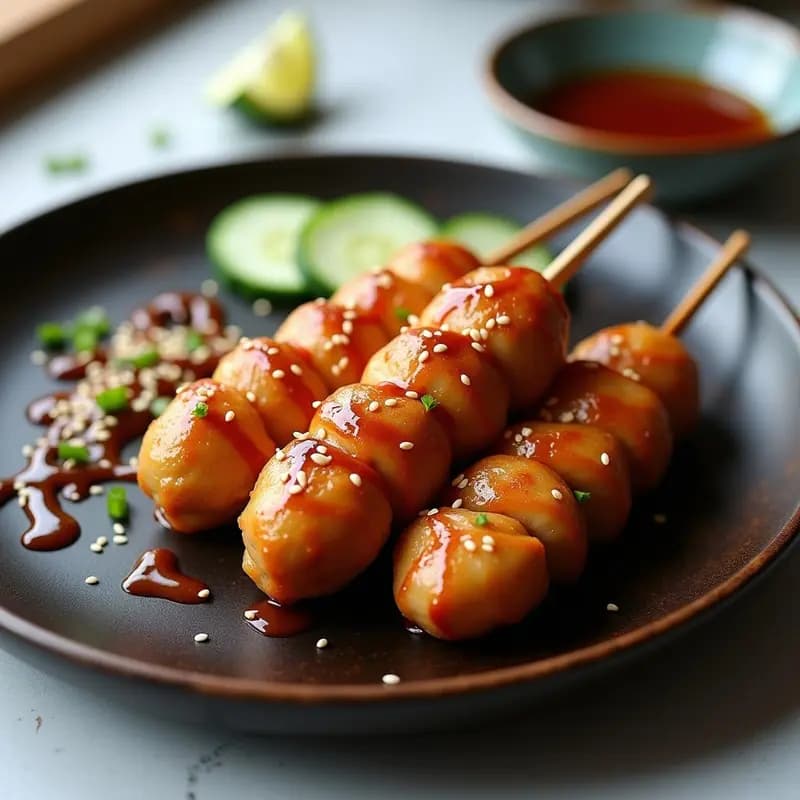 Tsukune de Pollo al Método Yakitori: Brochetas Japonesas en Airfryer Sin Gluten