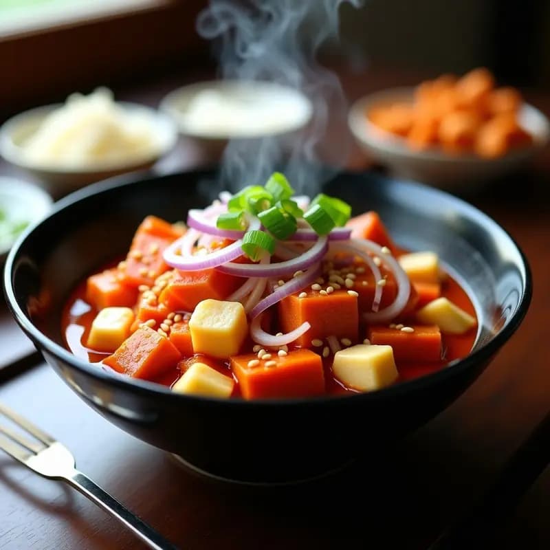 Tteokbokki Coreano Picante con Pollo: Receta de Pastel de Arroz en 15 Minutos