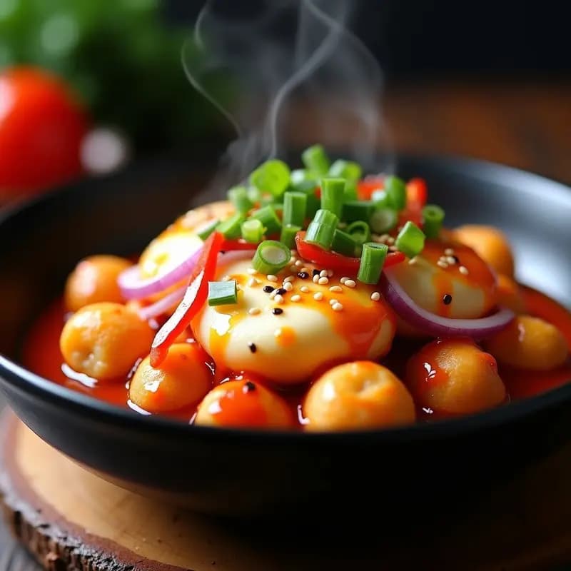Tteokbokki Picante con Queso Mozzarella: Receta Coreana Fusion en 15 Minutos