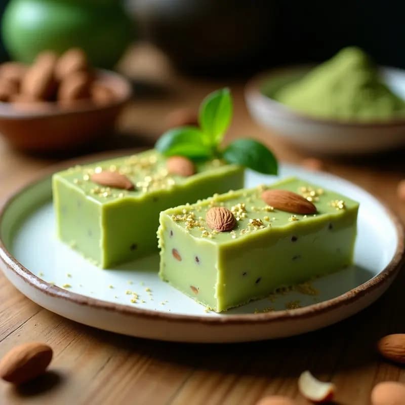 Turrón de Almendras y Matcha: Postre Español con Toque Japonés Sin Horno
