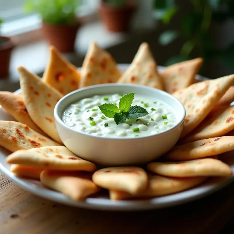 Tzatziki de Pepino y Anacardos con Pan de Pita Integral: Dip Griega Vegana y Sin Lácteos