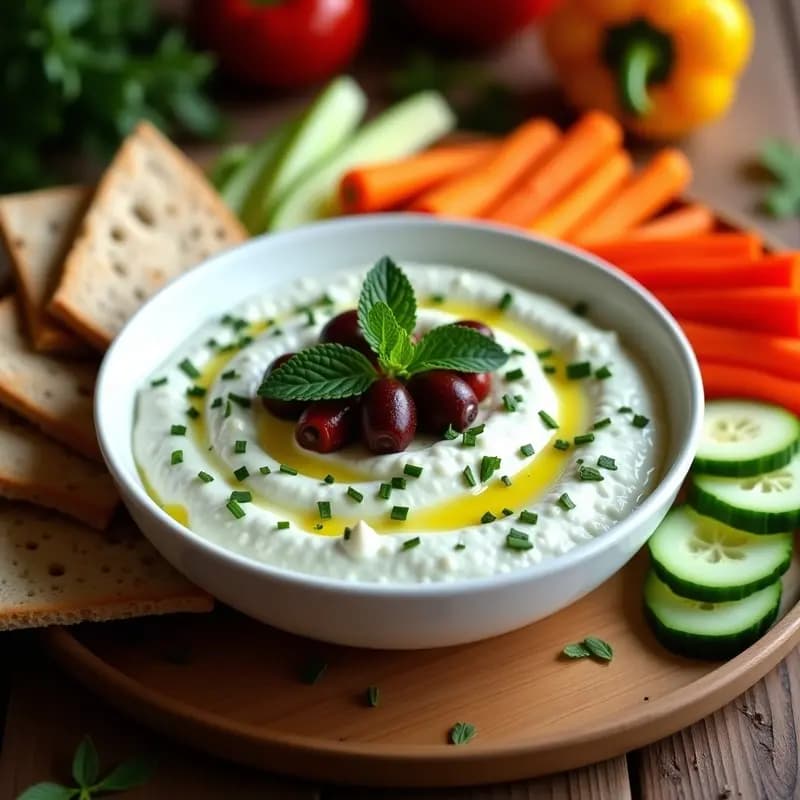 Tzatziki de Pepino Asado y Aceitunas Kalamata: Dip Griego para Tupper