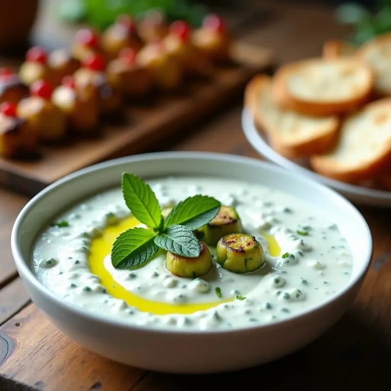 Tzatziki de Pepino Asado y Hierbabuena: Salsa Griega en Airfryer para Acompañar Carnes