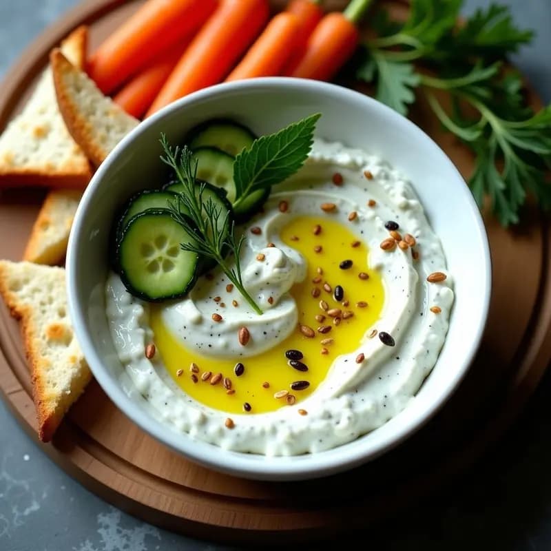 Tzatziki de Pepino Asado con Ajo Negro: Dip Griega Gourmet en 15 Minutos
