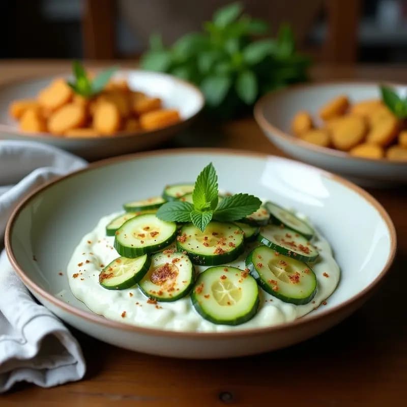 Tzatziki de Pepino Asado y Mentol: Salsa Griega Sin Yogur con Base de Anacardos