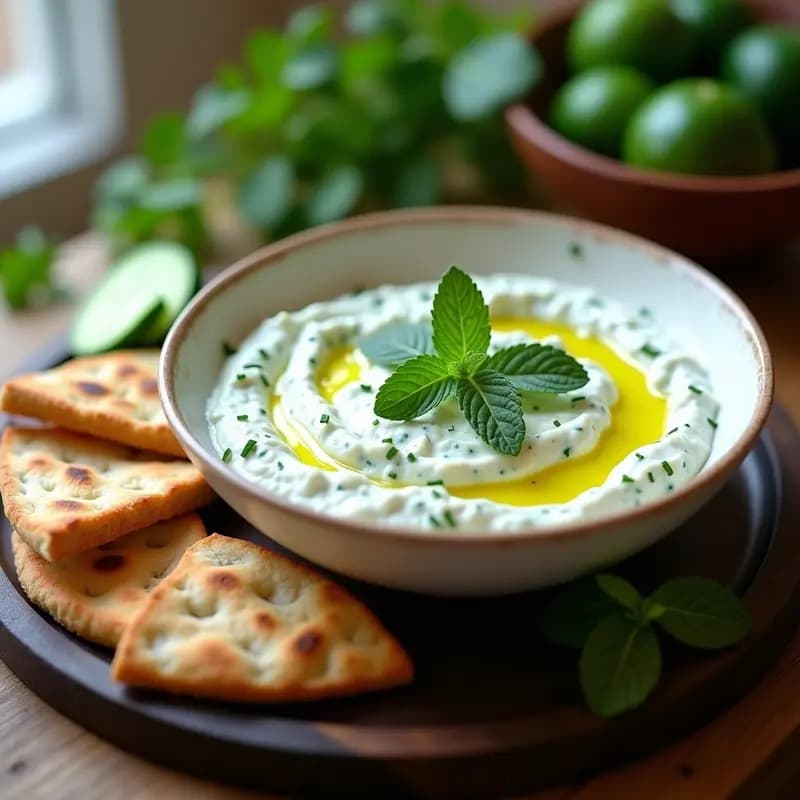 Tzatziki de Pepino y Menta con Pan de Pita: Receta Griega Fresca y Sin Lactosa