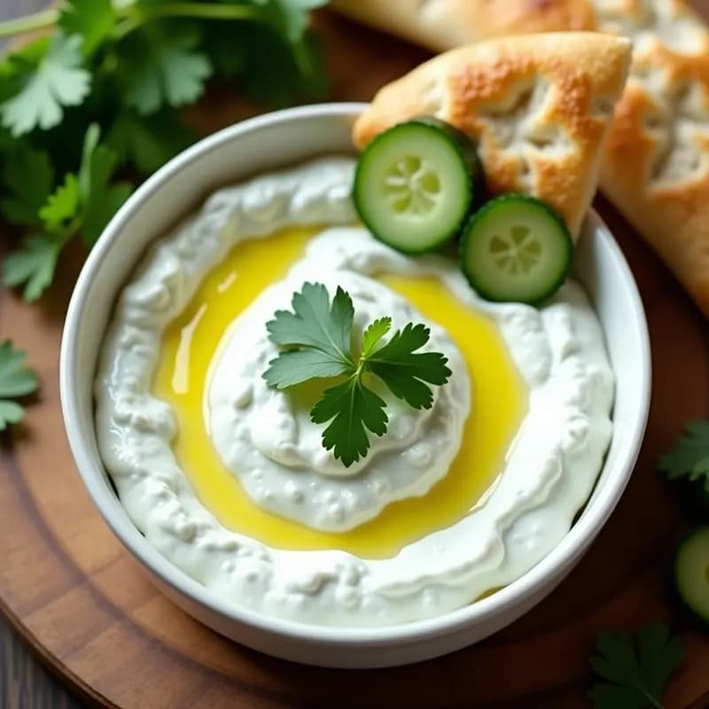 Tzatziki de Pepino y Yogur Griego: Salsa Griega Cremosa para Envolver en Pan de Pita