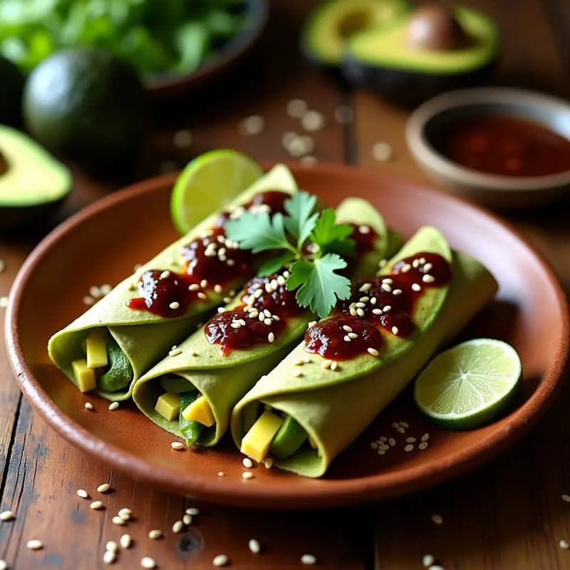Tzimisce de Aguacate y Nopales: Enchalada Mexicana Vegana y con Superalimentos