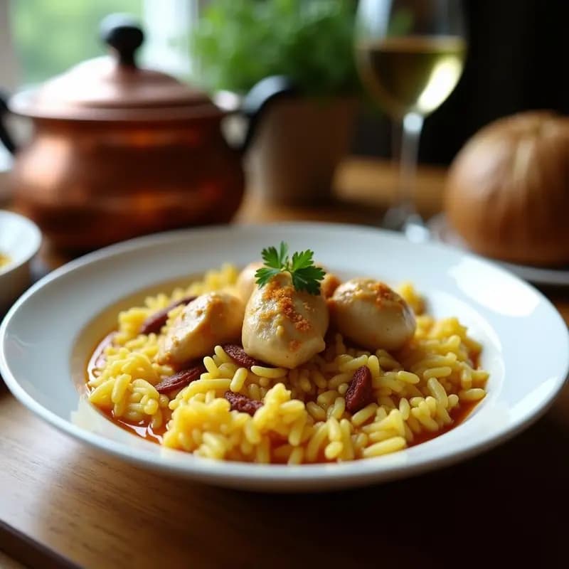 Tzinia Rizi: Estofado Chipriota de Pollo y Arroz con Azafrán en Olla Exprés