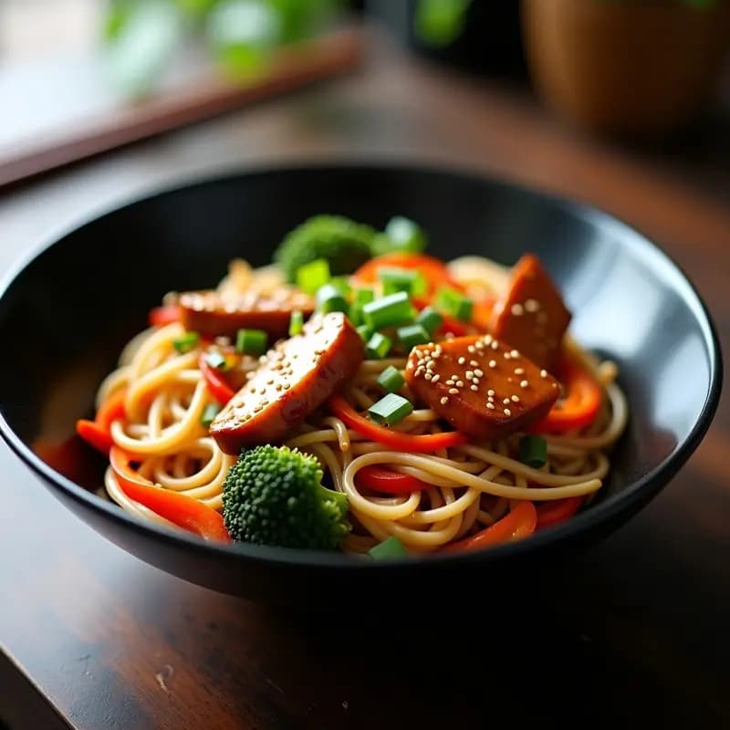 TikTok Udon de Pollo Teriyaki y Vegetales Salteados: Receta Viral en 15 Minutos