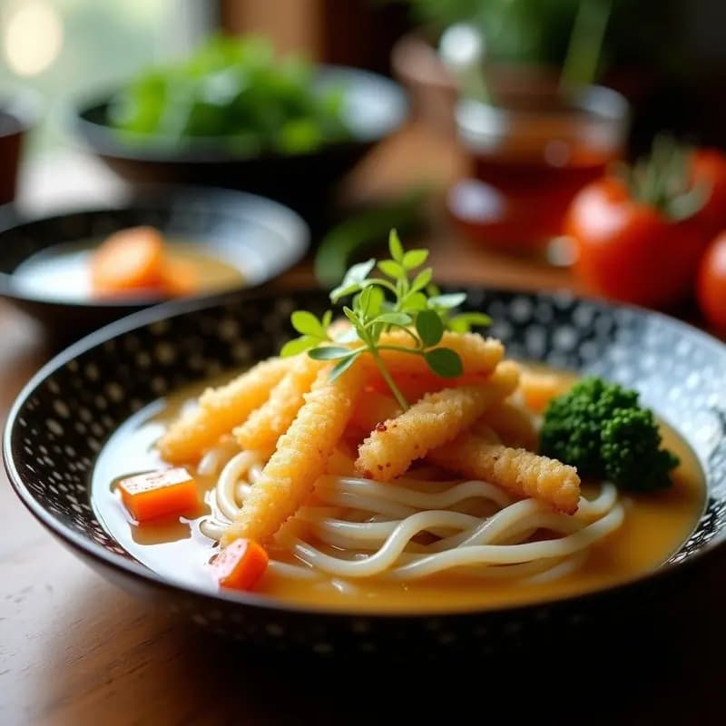 Udon con Tempura de Verduras y Caldo Dashi: Receta Japonesa Reconfortante